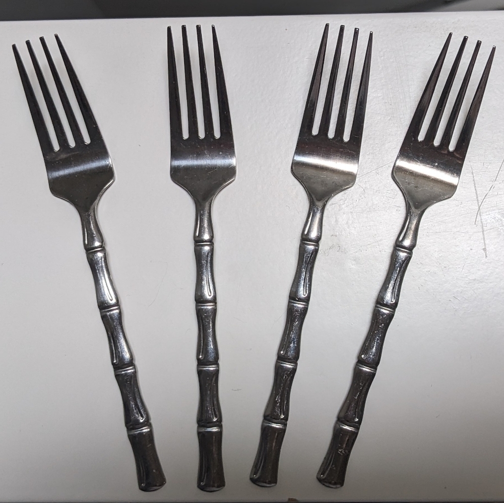 Vintage LC Lifetime Stainless Bamboo Salad/Dessert Forks